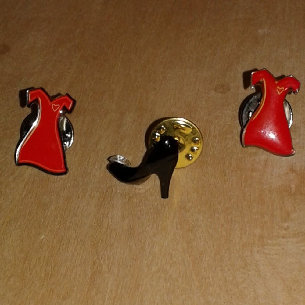 Black Shoes & Two Red Dress Pins